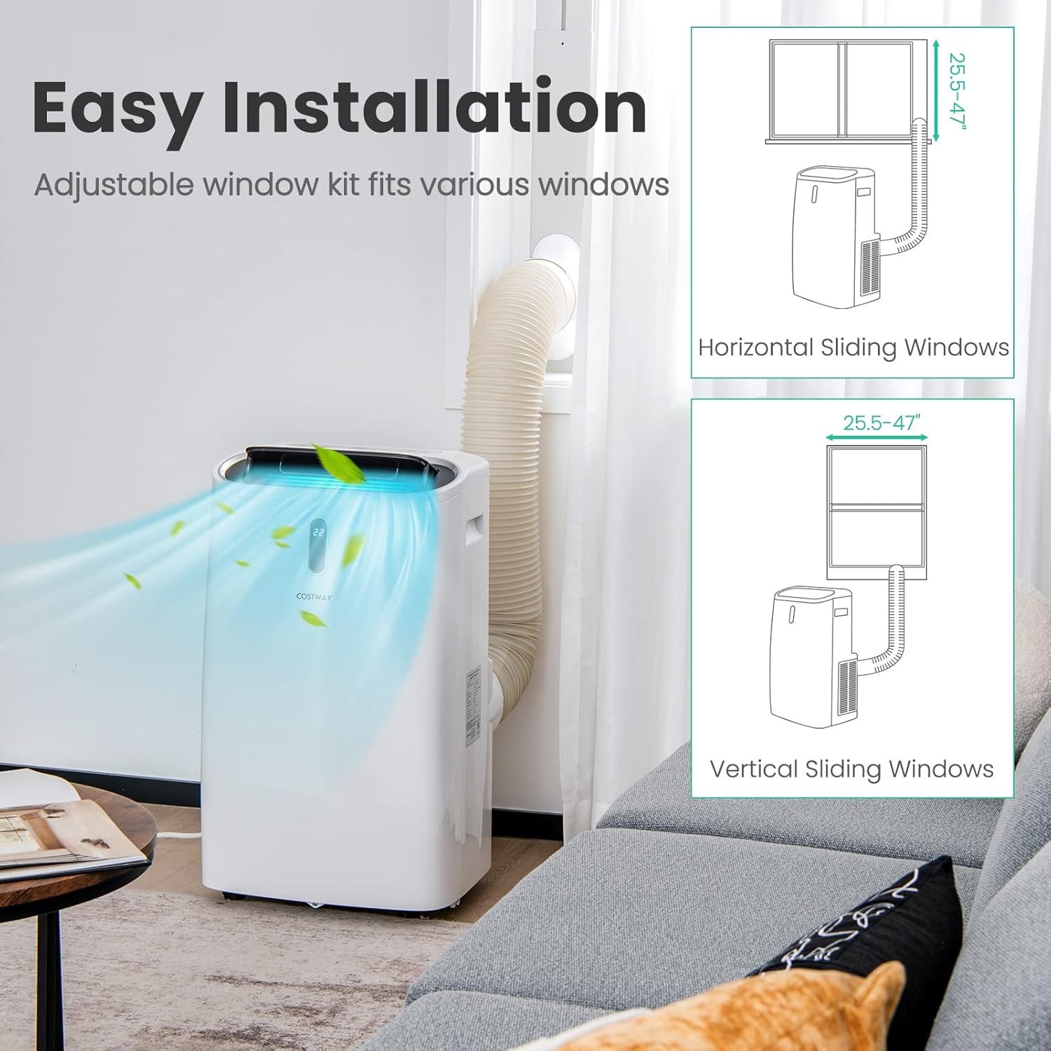 COSTWAY Portable Air Conditioner, 14000 BTU AC Unit with Cool, Fan, Heat & Dehumidifier, Alexa Voice-Enabled, with WiFi Smart App Control,Cools up to 700 Sq. Ft