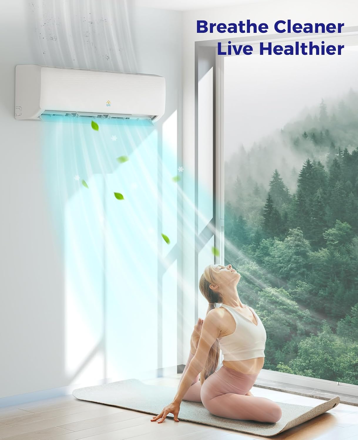 Mini Split Ac/Heating System - 18000 BTU Wall Mounted Mini Split Air Conditioner with Heat Pump, 19 SEER2 230V Energy Efficient Ductless Ac Unit Up to 1250 Sq (18000BTU, 19 SEER2)