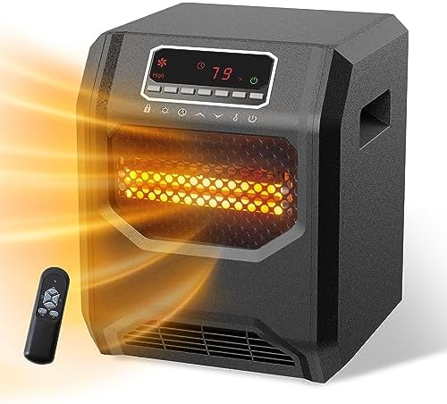 Infrared Space Heater 3 Mode 1500W Electric heater with 6 Quartz Infrared Element Child Lock Timer Remote for Indoor Use WEWARM