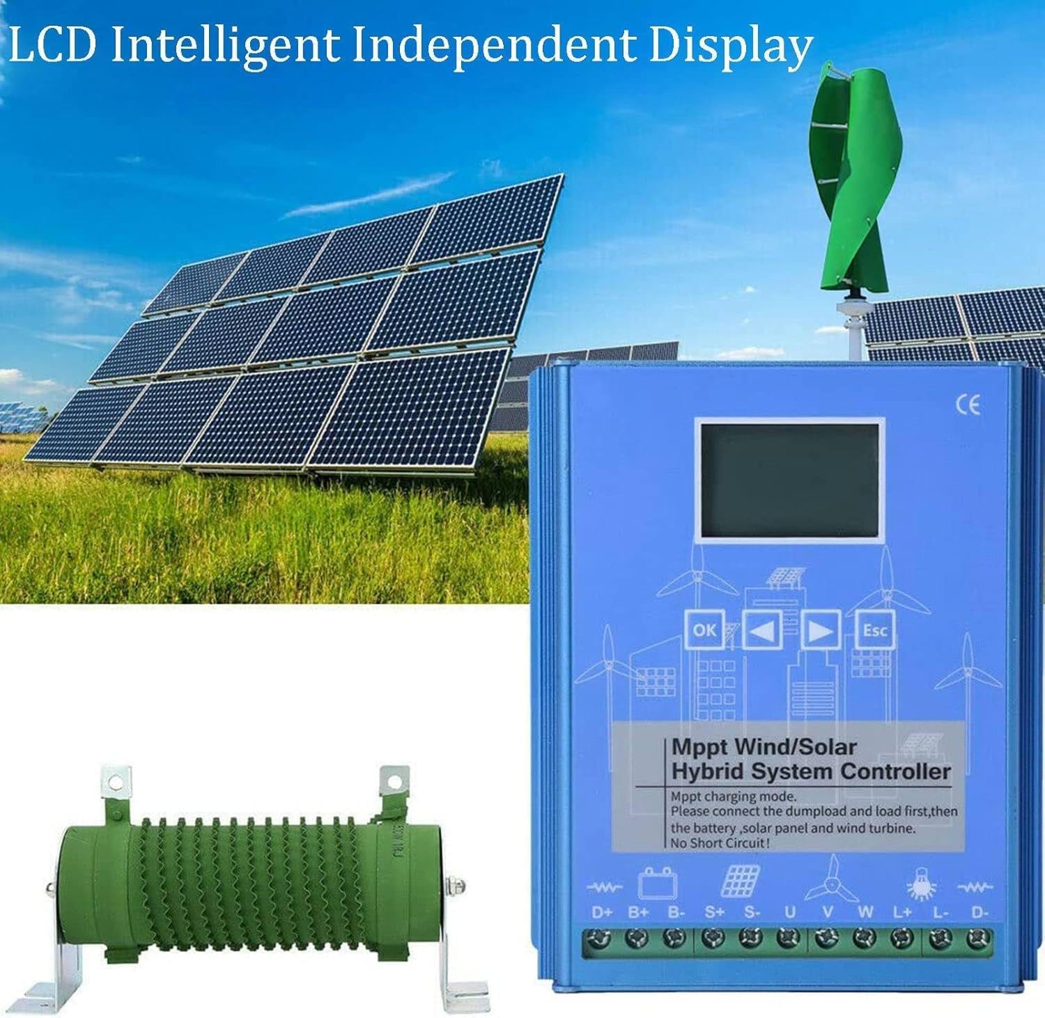 12v/24v/48v Mppt Boost Charging Multifunctional Wind Solar Controller,Digital Intelligent Regulator,Wind Generator,Mppt Charge Boost Controller 48V-6000W
