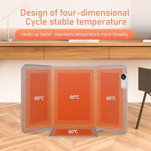 Portable Space Heater for Office & Home, Safe for Legs, Ankles, Foldable Silent and Energy Efficient With Thermostat & Timer and Auto Shut Off