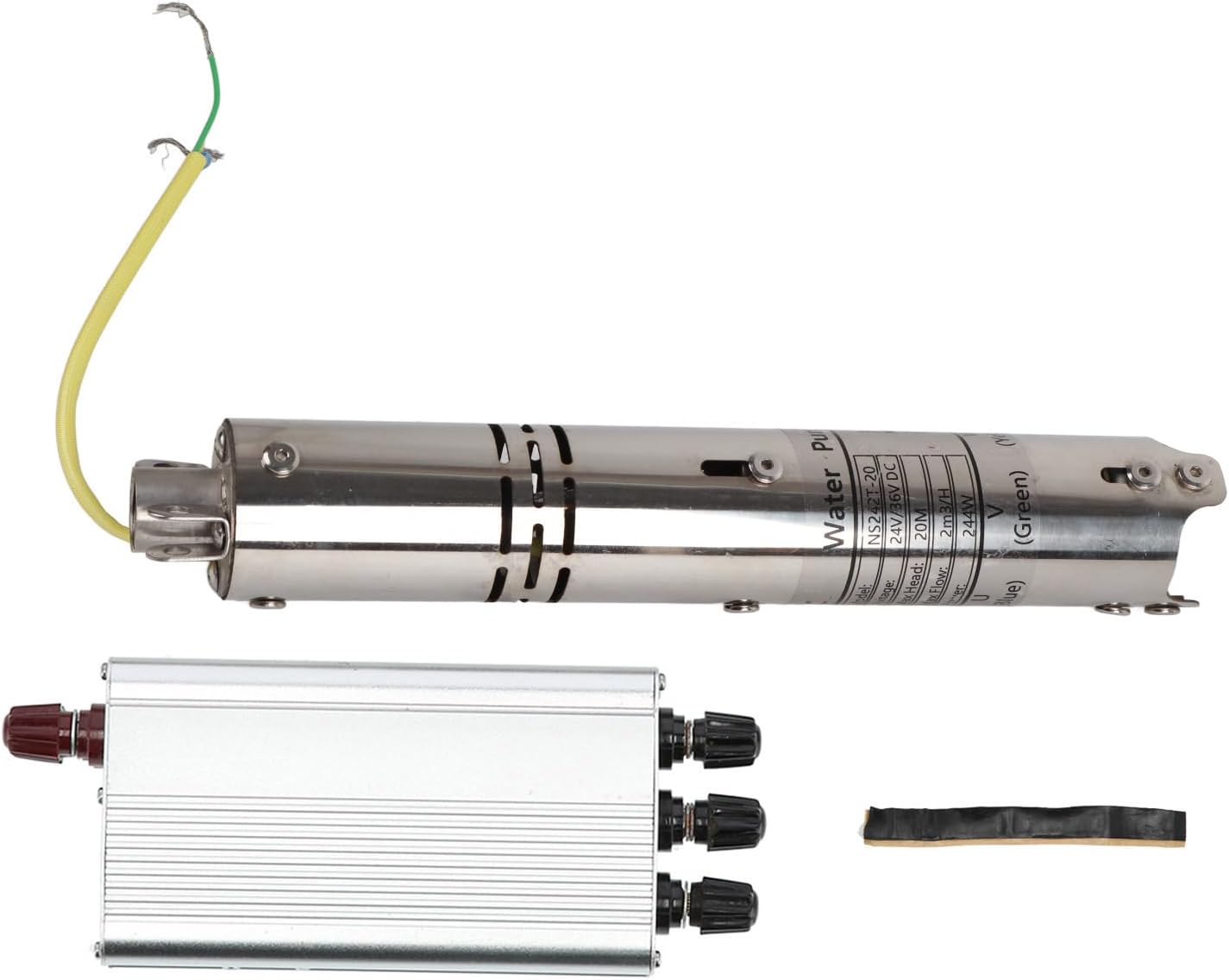 Hyuduo Screw Pump 24V Solar Submersible with MPPT Controller Wide Working Voltage 18V45V Permanent Magnet DC Brushless Motor for Solar Panel Direct Connection (NS242T-40)