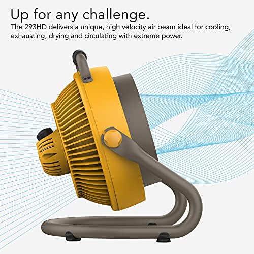 Vornado 293 Large Heavy Duty Shop Fan, 3 Speed Electric Fan, High Impact Casing, IP54-Rated Motor, Whole Room Air Circulator, Pivoting Head, Carry Handle, 16” Floor Fan for Bedroom and Garage, Yellow