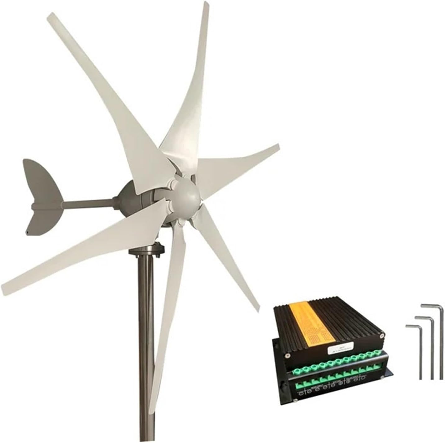 3000W Wind Turbine Kit Horizontal Turbine 12V/24V/48V Low Noise Wind Power Generator with MPPT Controller Industrial Energy(Model2,12V_3000W)