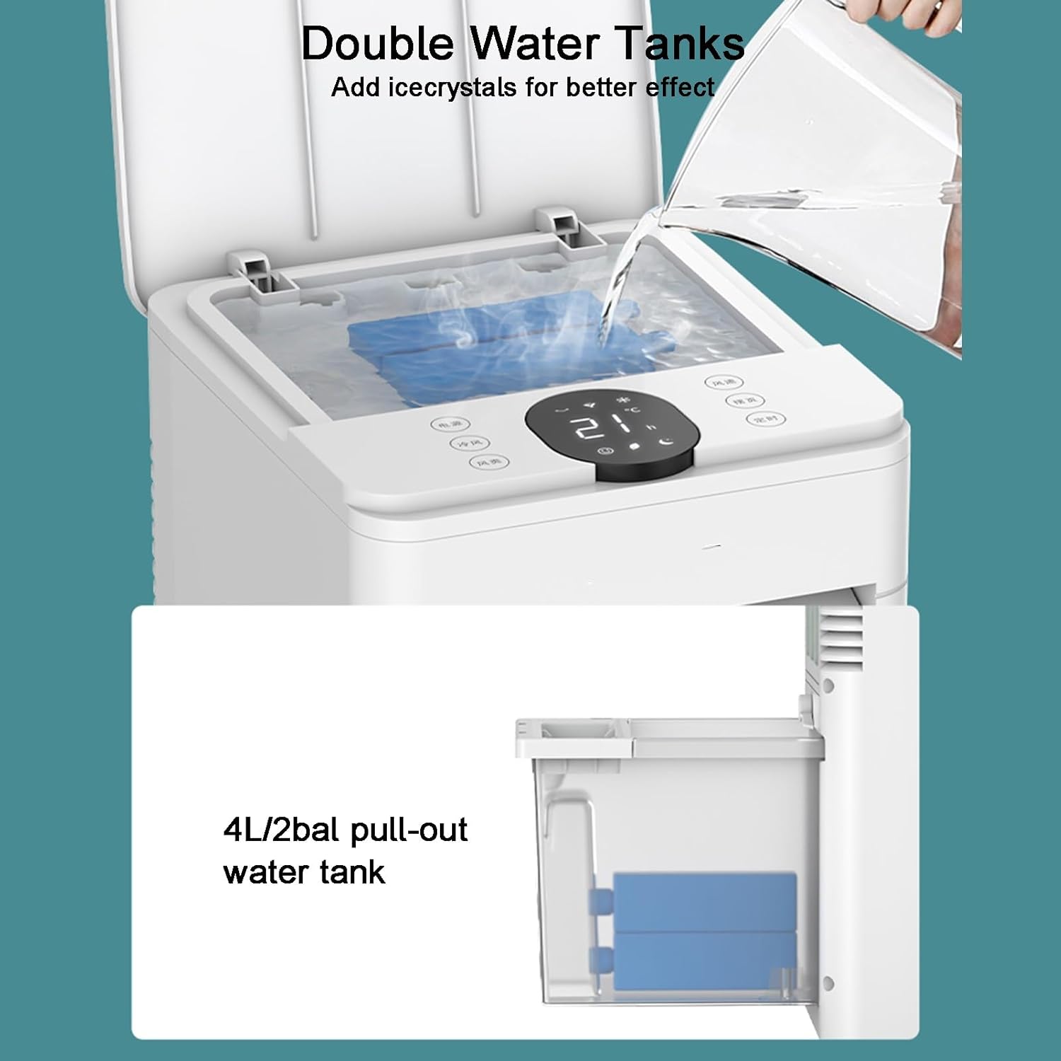 Evaporative Cooler, Portable Air Conditioners, can be Scheduled, with Handle, 3 Speeds, with Ice Curtain and 4L/2bal Water Tank, for Home Office