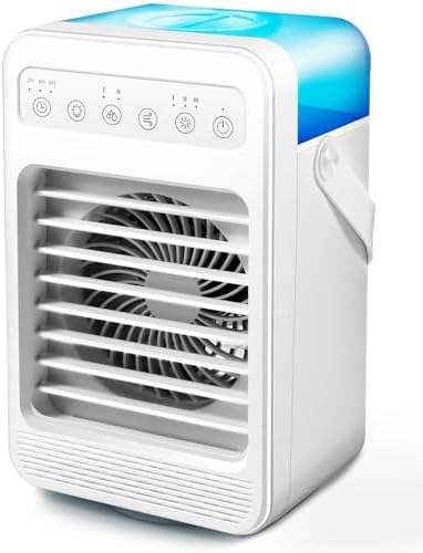Portable Air Conditioners, Mini Air Conditioner Personal Evaporative Air Cooler with 4 Speeds 7 Colors, 600ML Portable Ac Unit Fan 2 Cool Mist Cooling Fan for Room Office Car