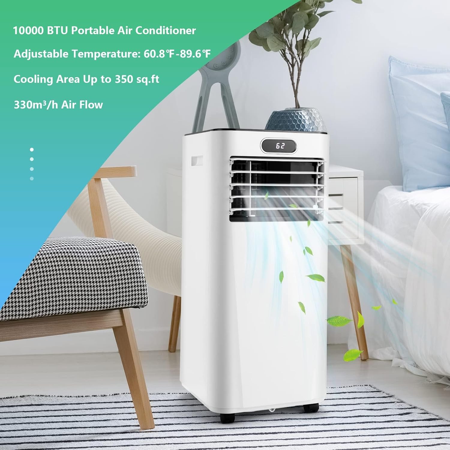 DORTALA Portable Air Conditioner 10000BTU, 3-in-1 AC Unit with Remote Control, Dehumidifier, 24H Timer, Window Kit, Standing AC Cooling Unit for Home Office, White