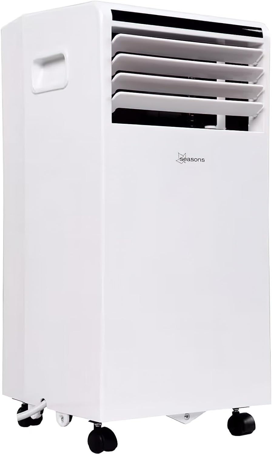 Seasons SM09R1 Portable 9000 BTU Air Conditioner, White; Bucket-less Evaporation System; Auto-restart; Electronic Control Panel with Digital Display; Cool Rooms Measuring 350 to 400 sq.ft; 2 Speeds