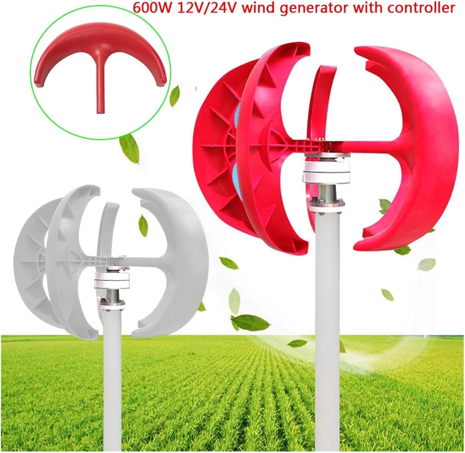 Wind Turbines, 600W 24V Lantern Type 5-Blade Vertical Axis Wind Turbine nerator Garden Boat Wind Motor