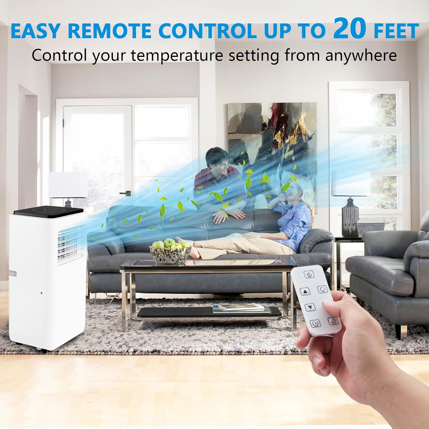 8000 BTU Portable Air Conditioner, 3-in-1 Floor AC with Cooling, Dehumidifier & Fan, Remote & Timer, Quiet Operation for Rooms Up to 350 Sq.Ft