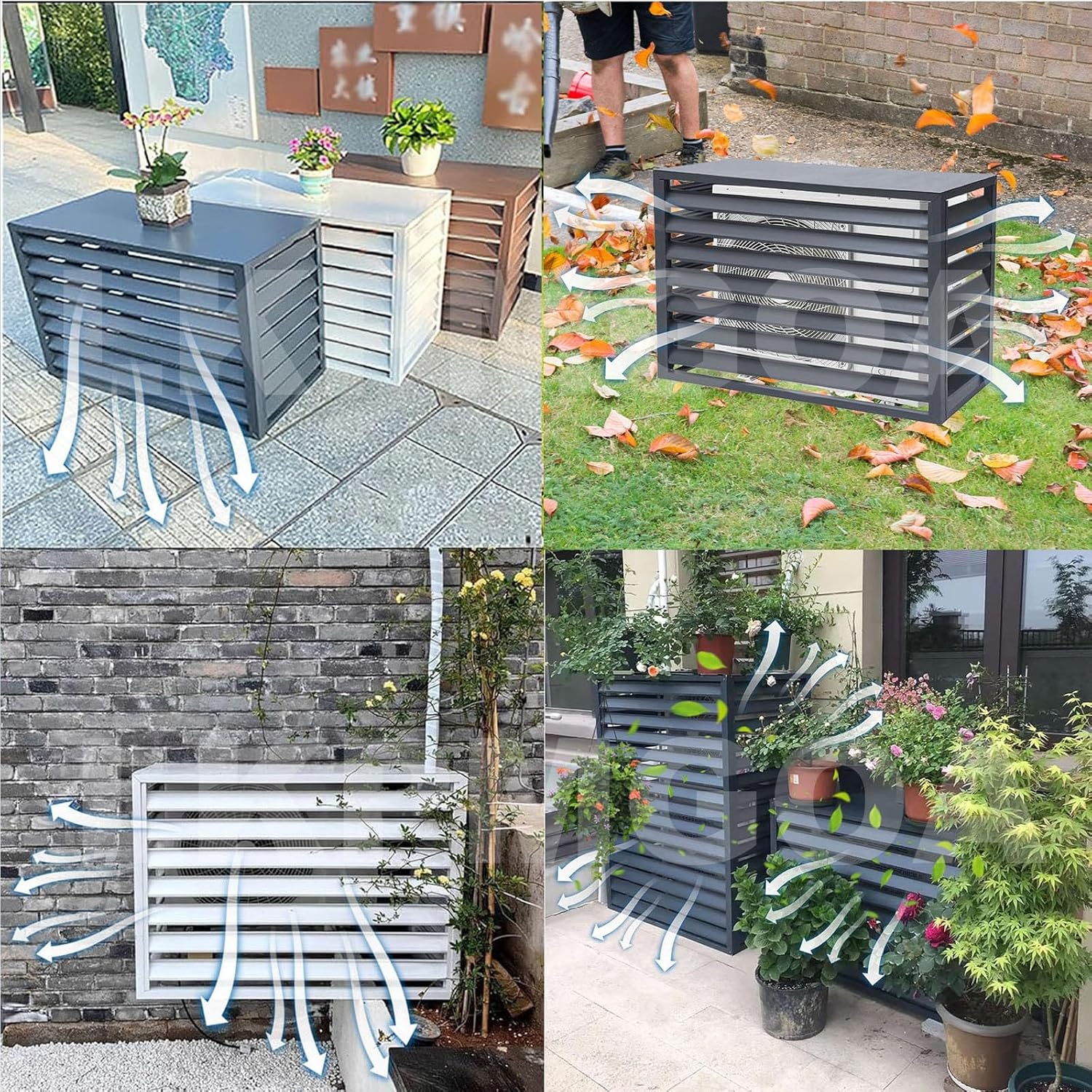 Air Conditioner Cover for Outside Unit, Aluminum Air Conditioner Cover, for Outdoor Privacy, Noise Reduction, Theft Prevention(Gray,110cm)