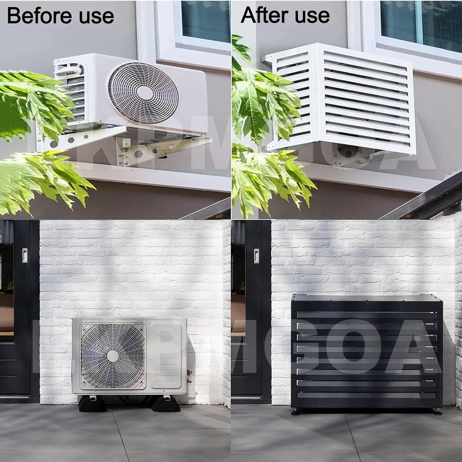 Air Conditioning Cover Aluminum, General Purpose Outdoor Air Conditioner Fence, Rainproof, Keep Away Branches and Leaves(Brown,110cm)