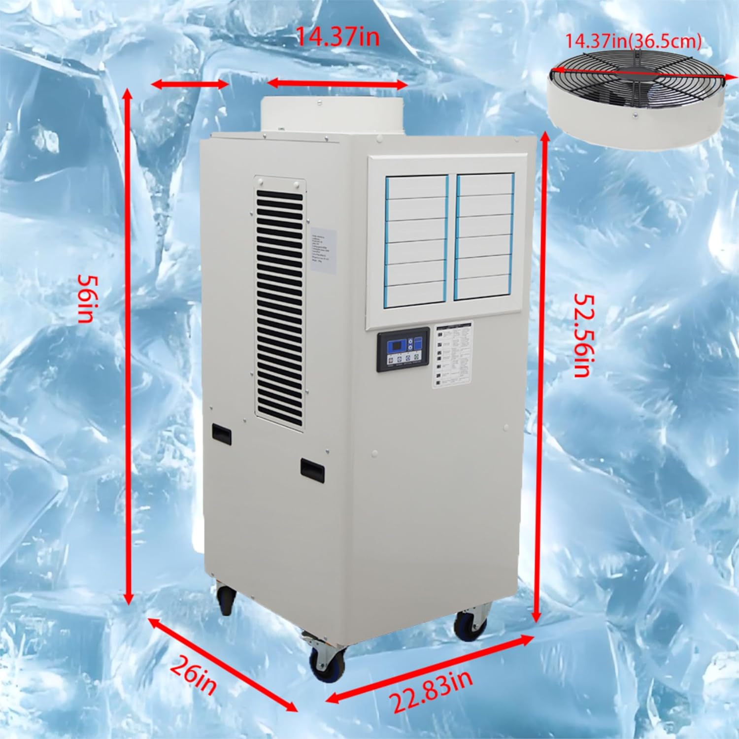 Air Flow 3600m³/h Industrial Portable Air Conditioner with Wheels 14L Tank Commercial Spot Cooler 1820W Adjustable Air Outlet Ideal for insititute Workshops Outdoor Events 220V