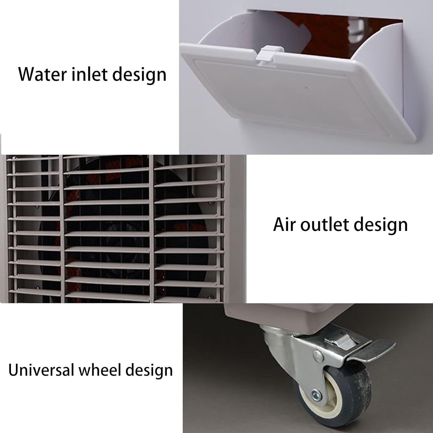 Portable Air Conditioners, 3-in-1 Evaporative Air Cooler with 3 Speeds and Water Tank, Personal Swamp Cooler for Home Office Factory(67 * 43 * 101cm)