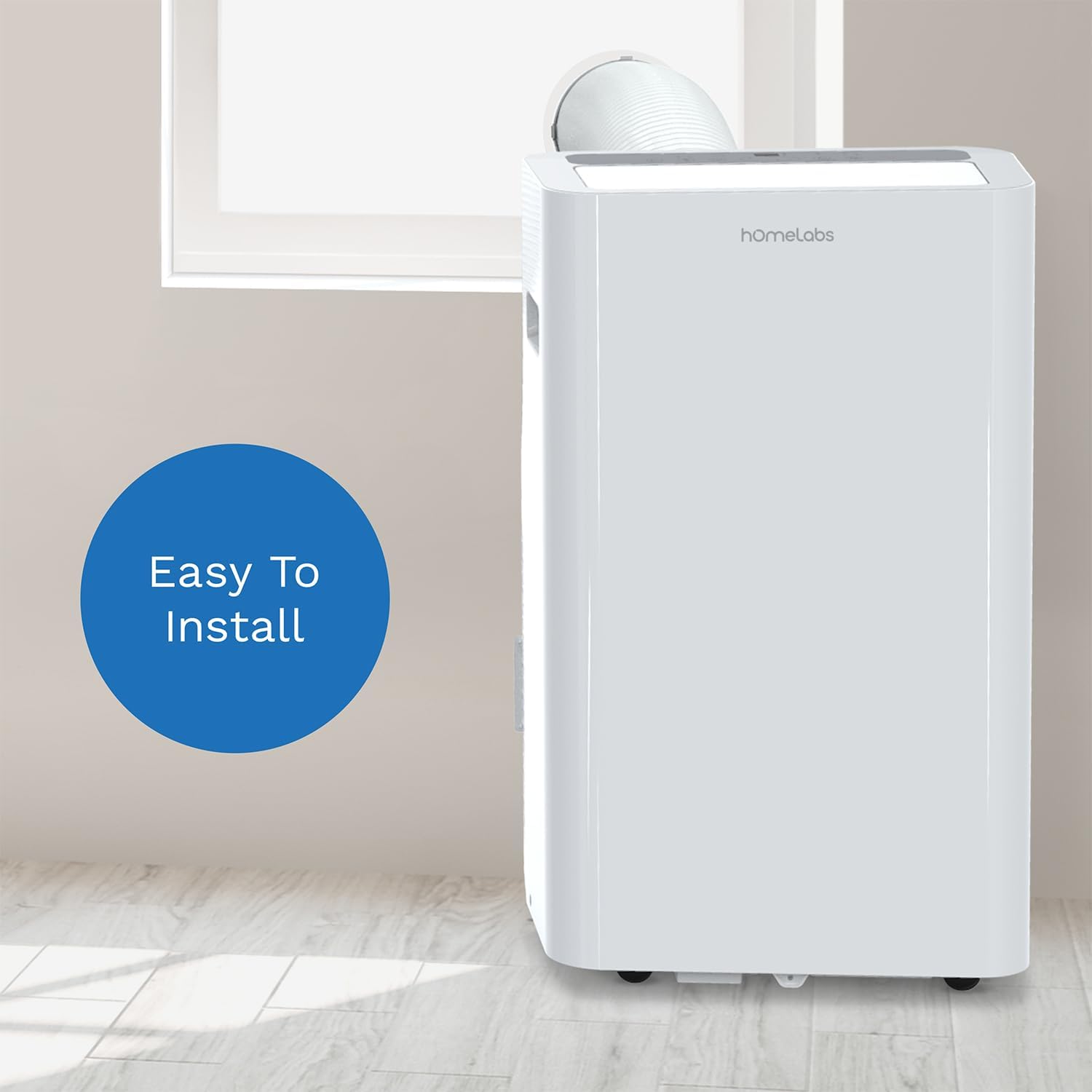hOmelabs Portable Air Conditioner 12000 BTU - Cools Rooms up to 450 Sq. Ft. - Quiet AC Unit with Wheels, Washable Filter and Remote Control (New DOE 7200 BTU)