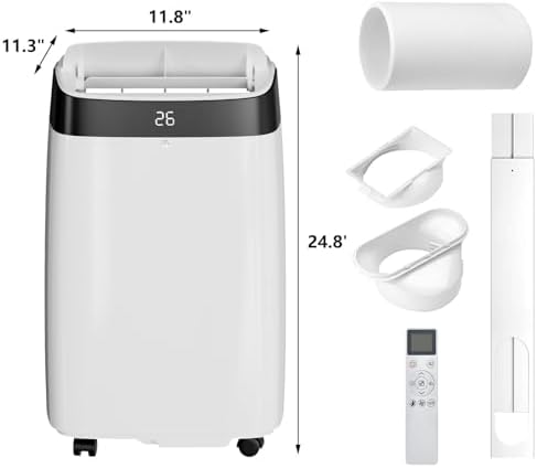 10000 BTU Portable Air Conditioner, 3-in-1 Cooling, Dehumidifier & Fan, Quiet Sleep Mode Less Than 53dB, Self-Evaporating, Windowless AC for Rooms Up to 350 Sq. Ft., Remote & Window Kit Included