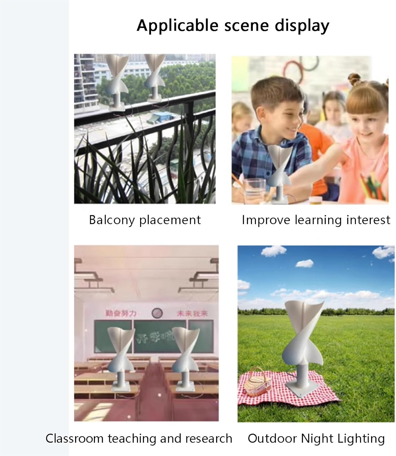 20W Micro Spiral Blade Wind Turbine Generator Model With LED Light, DIY Permanent Magnet Small Wind Turbine For Educational Display And Demonstration