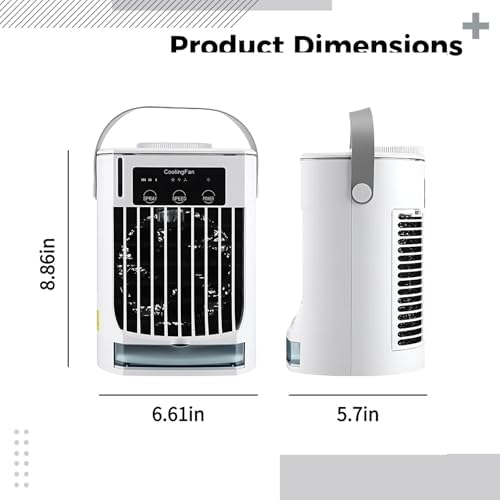 Usb-Powered Portable Mini Air Conditioner For Desk With 3 Speeds, 16.91 Oz Water Tank, Adjustable Mist & Type-C Charging For Home Or Office