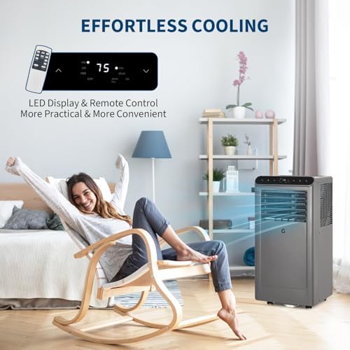 8,000 BTU Portable Air Conditioners, 3-in-1 Portable AC Unit Cools Up to 350 Sq.Ft, Quiet Air Conditioner with Fast Cooling/Energy Saving/Remote Control/24Hrs Timer for Bedroom, Office, Apartments, Gr