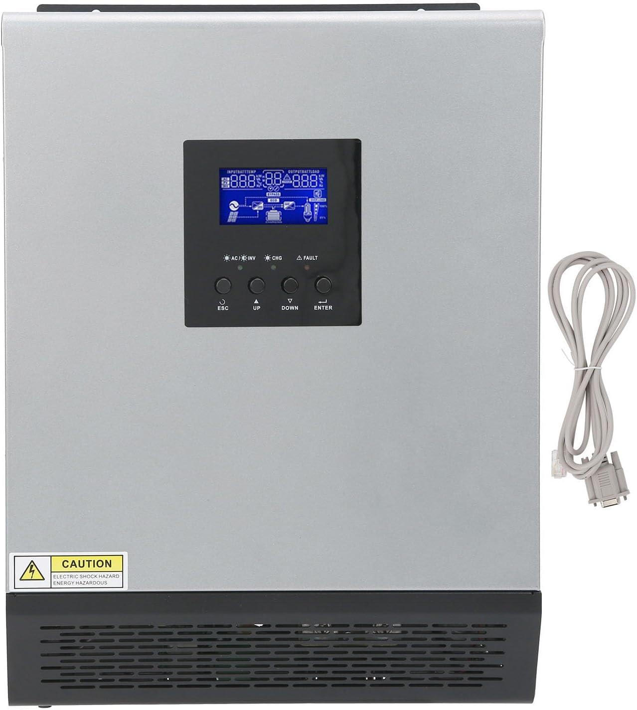 3KVA 2400W 120V Stainless Steel Solar Inverter with Inverter,Pure Sine Wave Solar Power Inverter Mode with 50A Solar Charger & 30A AC Charger 24V LeadAcid Sealed GelAGM Battery