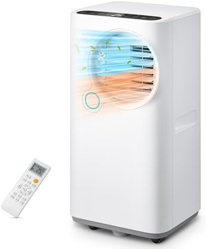 FOHERE 8000 BTU Portable Air Conditioner for Room and Heater up to 365 Sq.Ft, 5 IN 1 All Season AC Portable Air Conditioner with Remote Control and Window Kit Included, White