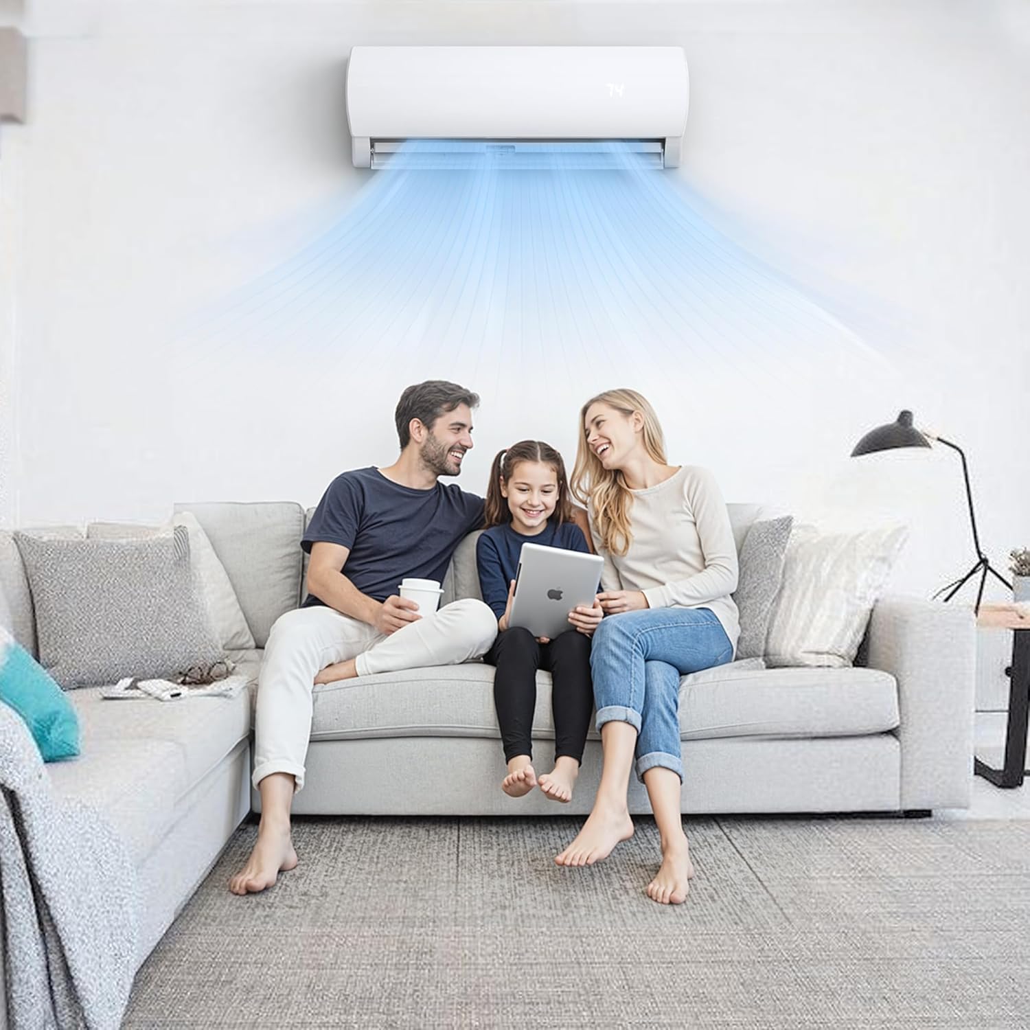 12000BTU Mini Split Air Conditioner Heat Pump, 19 SEER2 Inverter Compressor AC Unit Cools Rooms up to 750 Sq. Ft, 230V Ductless Split AC with Pre-Charged Condenser & Installation Kit