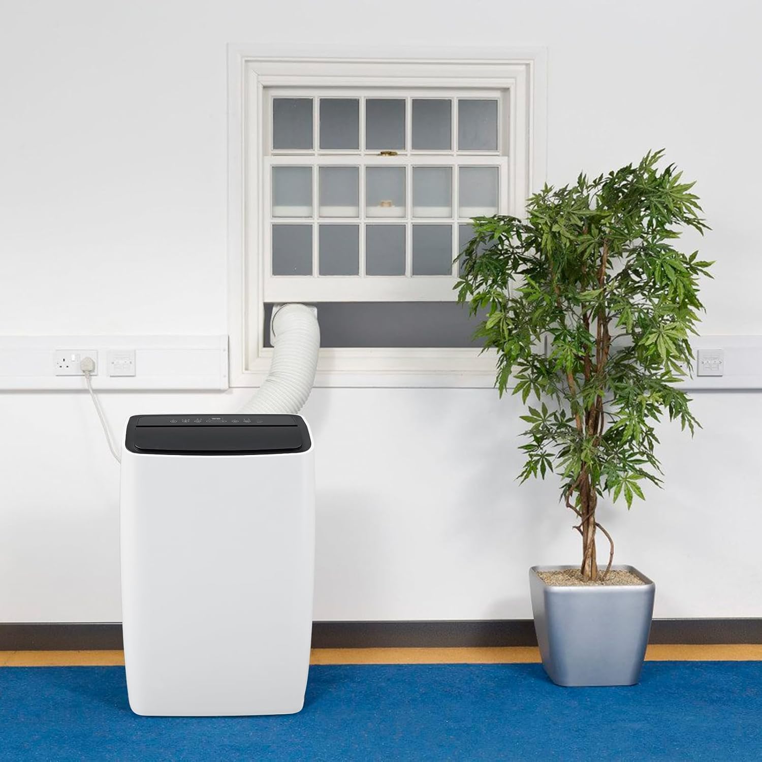 12,000 BTU Small Air Conditioner with Built-In Dehumidifier - Portable AC Unit for Rooms Up to 550 Sq Ft - Remote Control, Window Mount Exhaust Kit, Easy to Move, Black