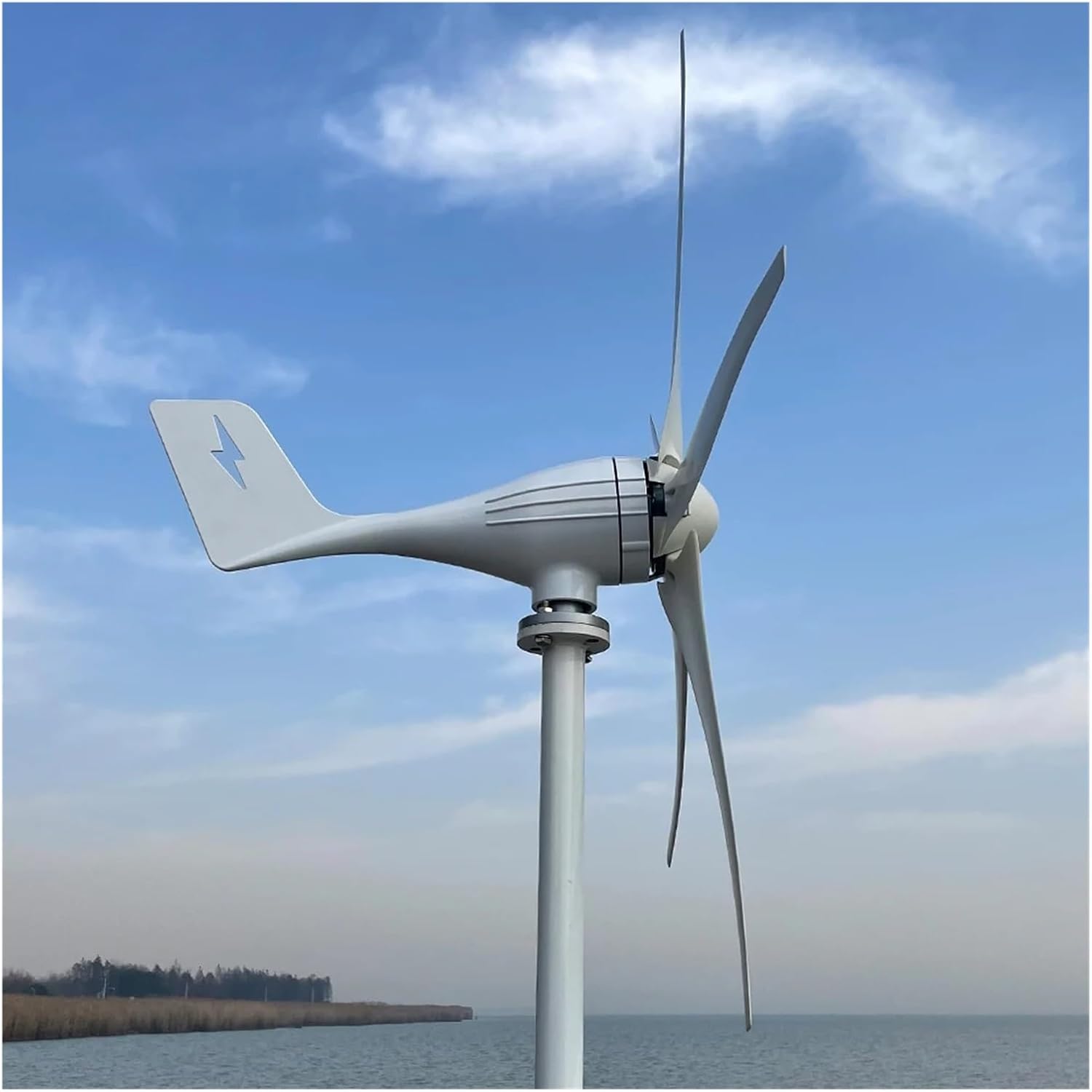 5000W Horizontal Wind Turbine Generator 5 Blades 48V 24V with MPPT Charger Controller Off Grid System for Home Use Industrial Energy(with Mppt Controller,12V)