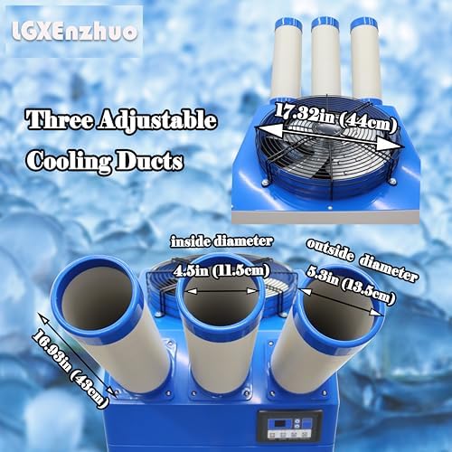 220V Industrial Air Conditioner Portable Industrial Cooling Unit 22178 BTU/h Three-Tube 14L Tank for Hospitals Workshops Events 2400W