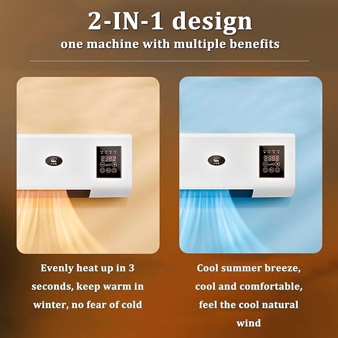 Portable air conditioner with remote control, 2000w rapid cooling and heating, wall-mounted, no installation required, suitable for home and office use