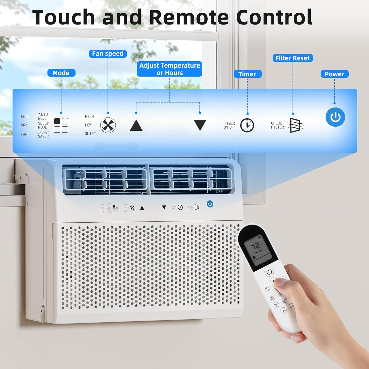 Antarctic Star 10,000 BTU U-Shaped Air Conditioner Window Unit Cools up to 450 Sq.ft, Ultra Quiet Window Air Conditioner with Full Window View, Energy Saving Window AC Units, Easy to install, White