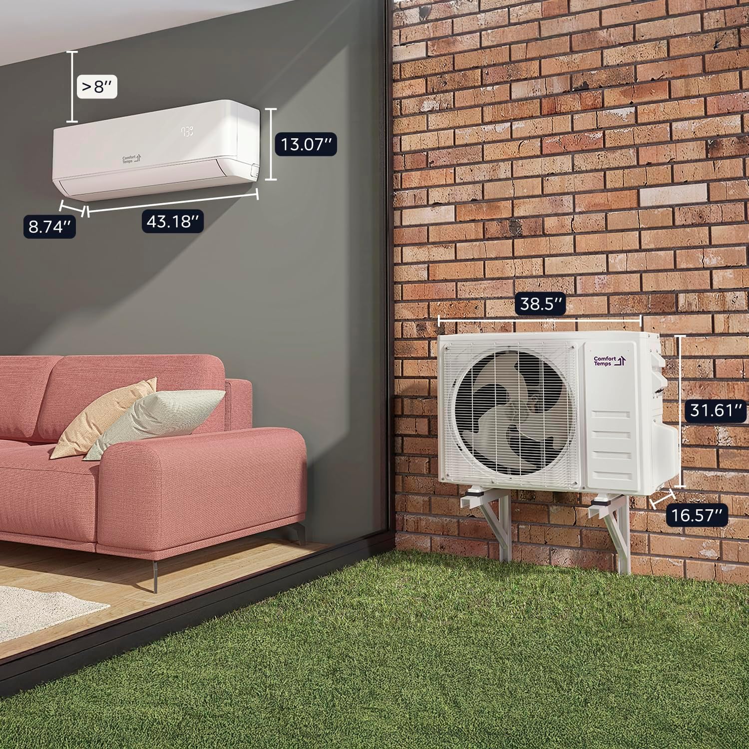 Ultra-Efficient 24000 BTU/220V Mini Split – 23 SEER for Lower Energy Bills– Pre-Charged, Ductless, Quiet & Comfortable Mini Split AC/Heating System|WiFi & Easy Install Kit |Pro Series by Comfort Temps
