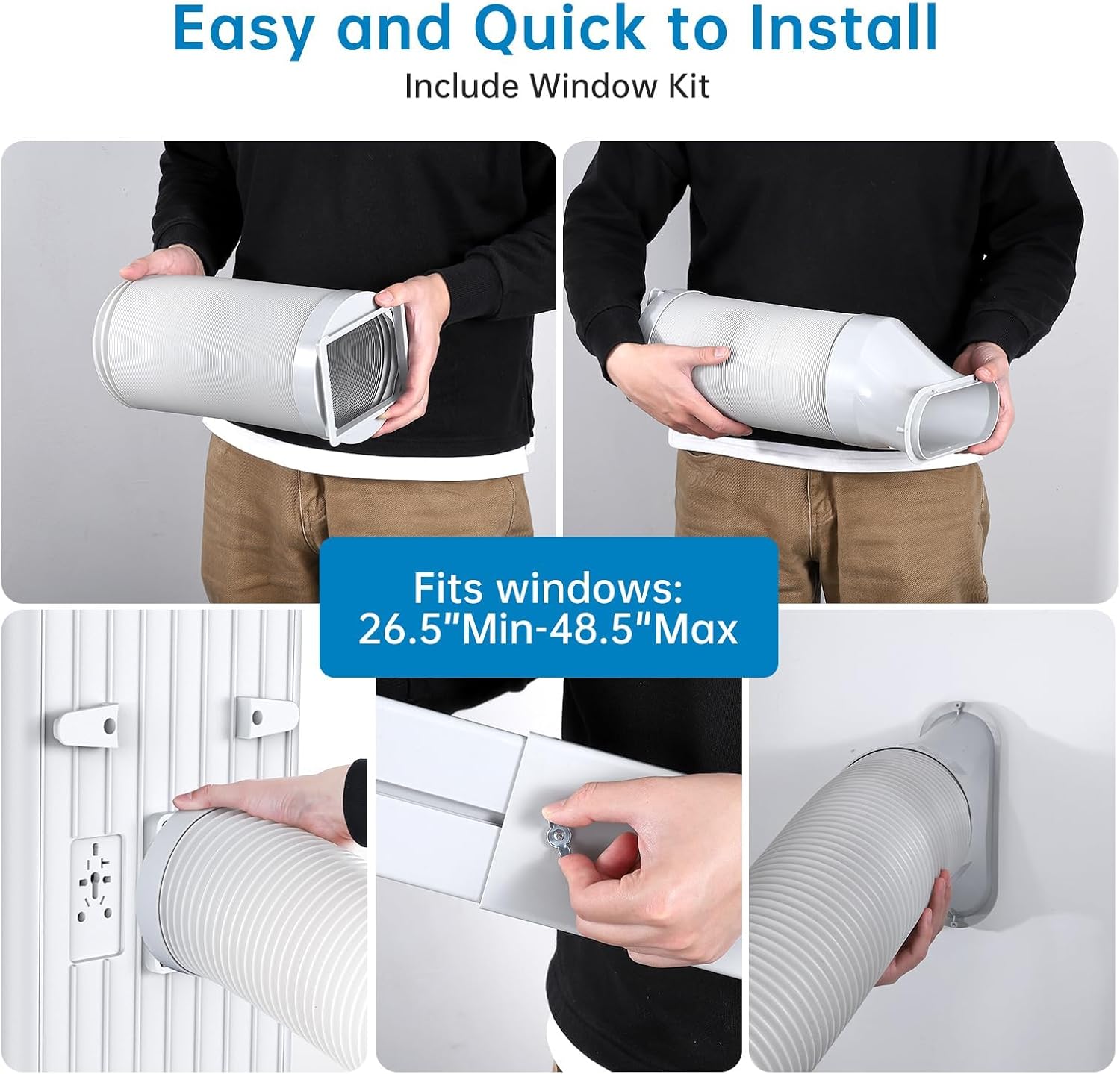 8,000 BTU Portable Air Conditioner With Remote, AC Unit With Built-In Cool, Dehumidifier & Fan Modes for Room Up to 350 Sq.Ft, Portable Ac Conditioner With 24 Hour Timer, Installation Kit,White