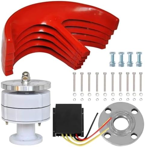 400W Vertical Wind Turbine Generator with Controller - 12V/24V, 5 Blades, Ideal for Home, RV, Boat & Street Lighting - Red, Efficient Renewable Energy Solution