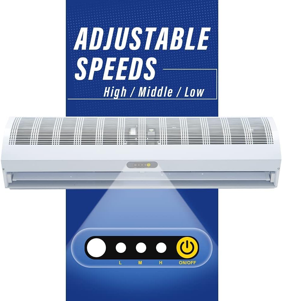 Wostore 36 Inch Remote control Air Curtain Super Power 2 Speeds Adjustable Commercial Indoor Household with Magnetic Door Switch, Lightweight,CE Certified,Easy Installation,110V/120V