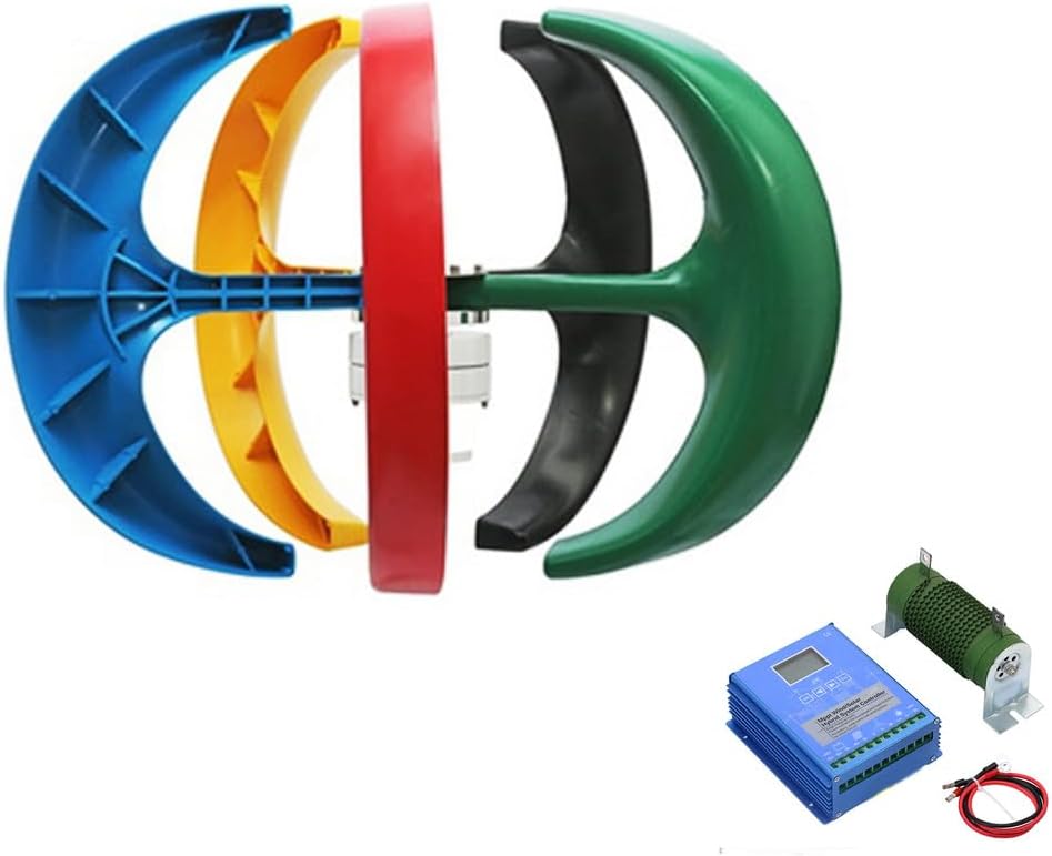 48V,BAOJUHUIKANG 5000W Vertical Axis Wind Turbine Generator, 2M/S Wind Speed Starting Wind Power Generator 5 Blades Wind Turbine Kit for Home, Camping