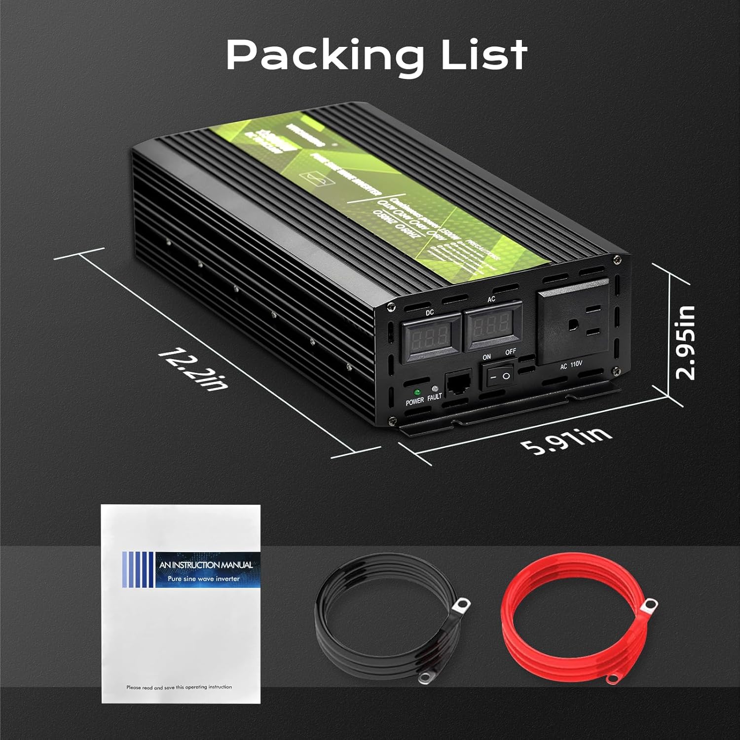 5200BTU Portable Tent Air Conditioner with 1500W Pure SINE Wave Inverter, 12V DC to 110V AC Converter w/Sockets for Cars, Trucks, Vans, and RVs. (Grey)