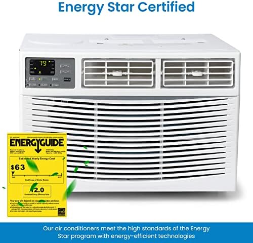 12,000 BTU Window Air Conditioner with WiFi - Energy Star Certified, 3 Fan Speeds, 24H Timer & Remote Control, Cools Up to 550 Sq.Ft, White, 115V for Home/Bedroom