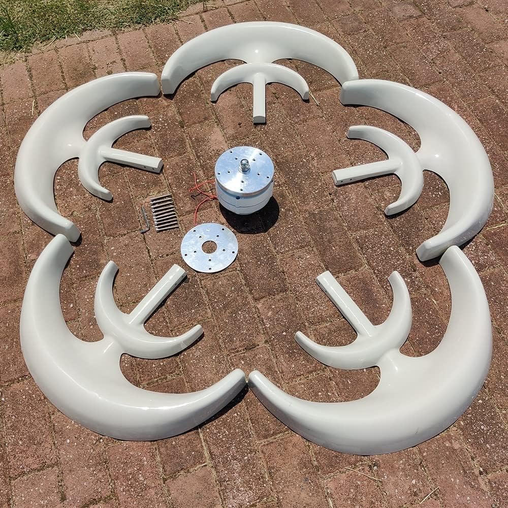 Wind Turbine, 1000W 12V/24V 5 Blades Wind Turbine Generator Lantern Vertical Axis Motor Kit for Home Hybrids Streetlight Use Electromagnetic(with MPPT Controller,24V)