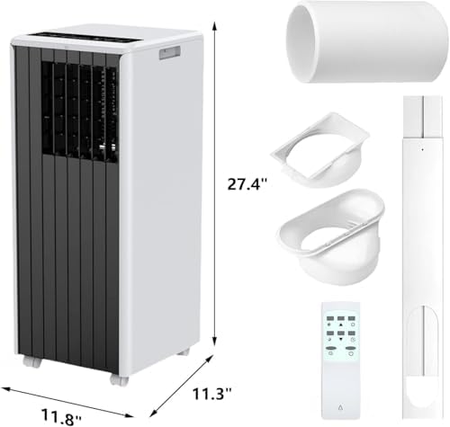 Portable Air Conditioner,8,000 BTU Cools Rooms Up to 350 Sq.Ft. 3 Modes, Remote Control, Easy Installation Kit Included,Black