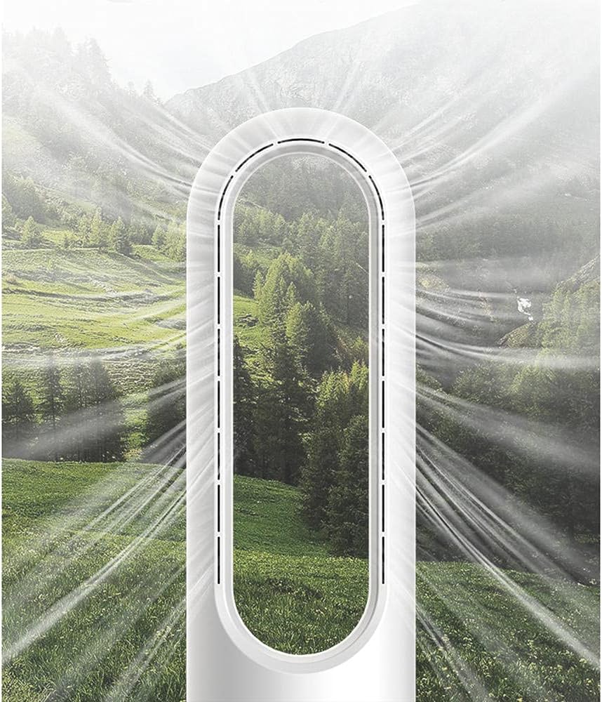 18 Inch Mini Household Leaf Less Electric Fan Remote Control Timing Function No Leaf Quiet Easy to Clean 8 Wind Speed-Gold