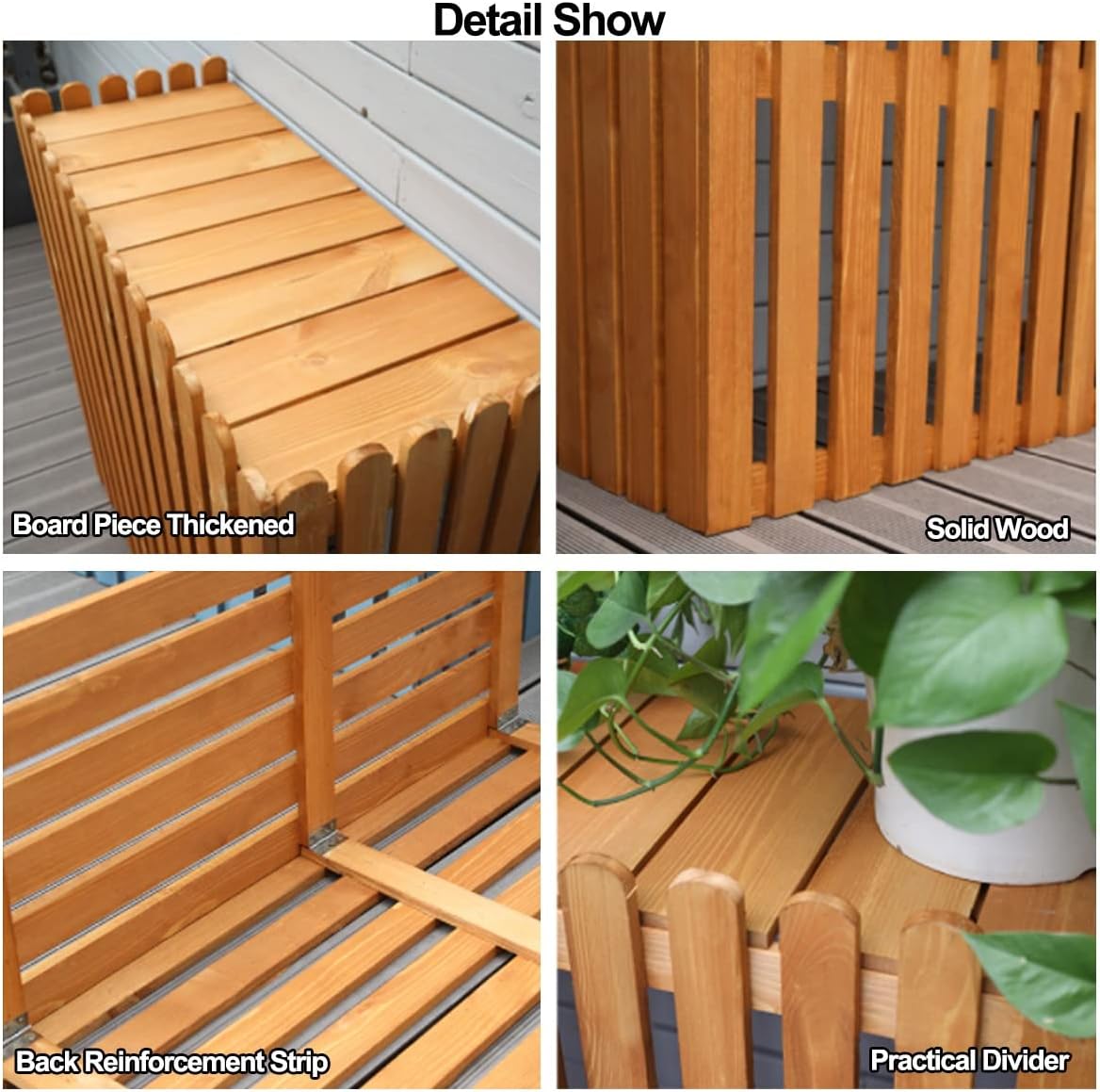 Outdoor Wooden Air Conditioning Cover Decorative Flower Stand Privacy Fence Screen Hide Air Conditioner And Trash Enclosure Air-conditioning External Machine Ra (Natural L106*W45*H96)