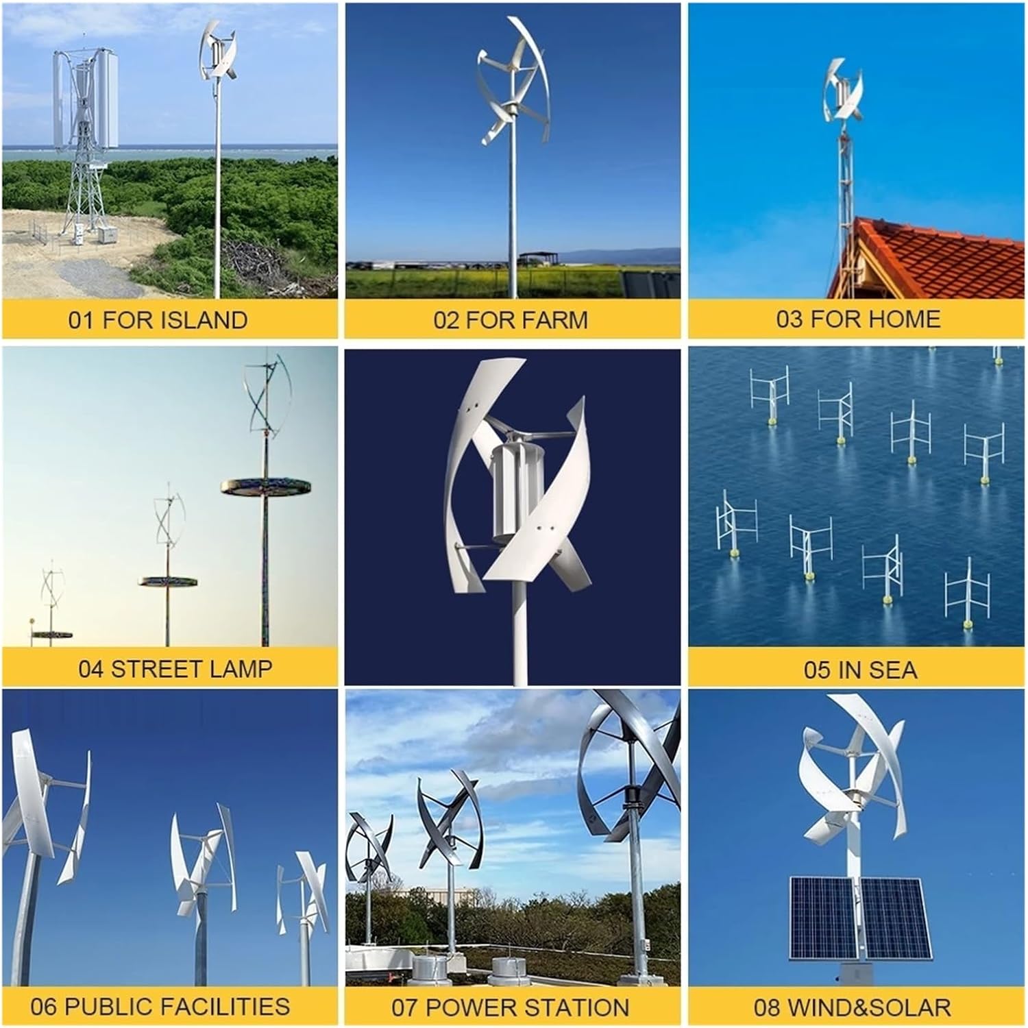 Wind Turbine Generator Kit 3KW Vertical Axis Wind Turbine Household Wind Turbine Low Speed Low Noise Industrial Energy(with Off Grid System,48V_3000W)