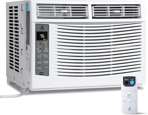 Window Air Conditioner, 6,000 BTU Capacity Covers 250 Sq Ft, Smart Home Compatible with Remote Control, Quick Install Window Unit for Bedrooms & Living Spaces