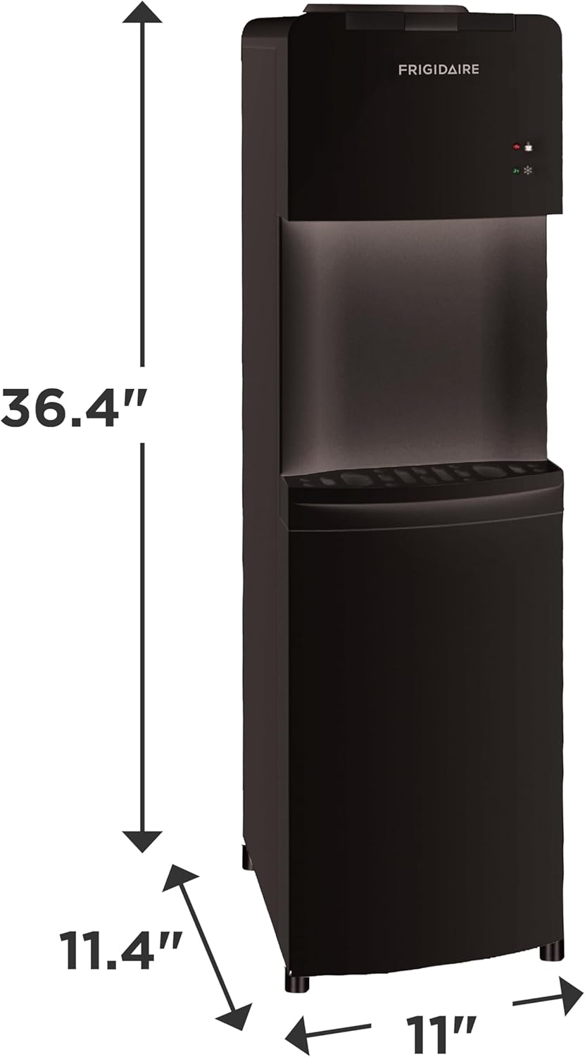 Frigidaire EFWC498 - Top Loading Cooler Dispenser -Hot & Cold Water - Child Safety Lock - Innovative Slim & Sleek Design, Holds 3 or 5 Gallon Bottles - Black