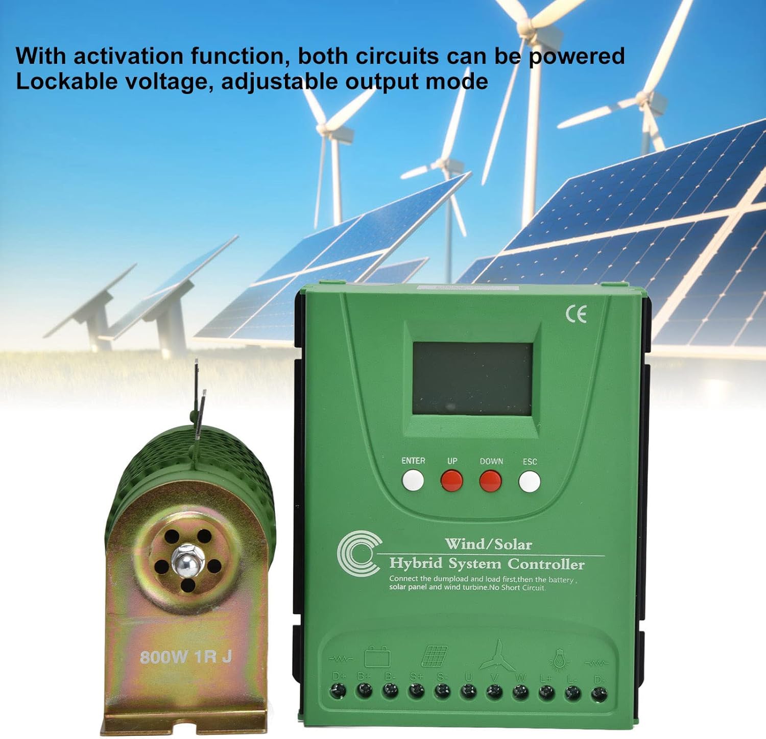 Wind Solar Hybrid System Controller MPPT Boost Charge Regulator for Lithium Battery 12V 24V Green ABS Wind Solar Hybrid Energy Storage Power Station