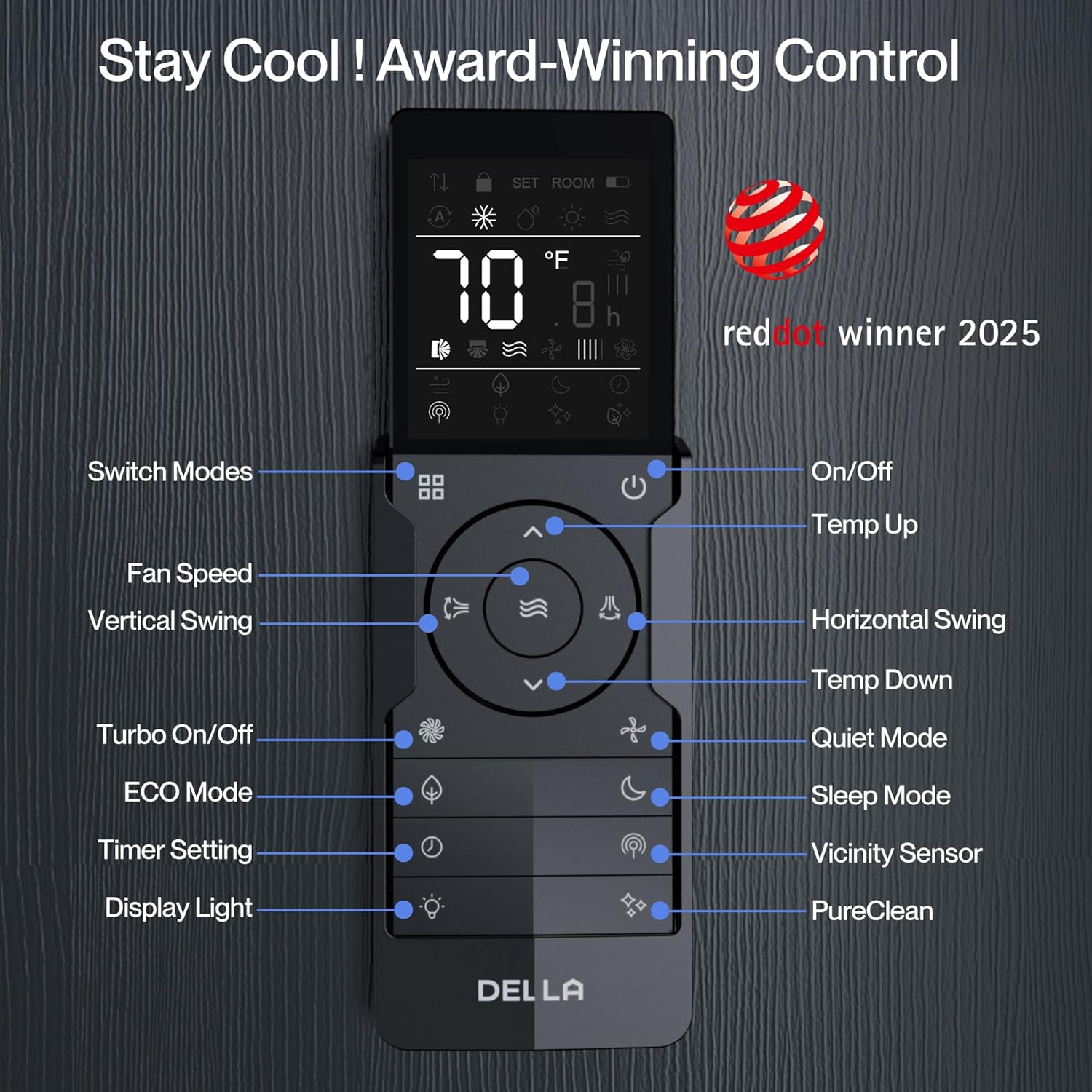 DELLA Vario Series 12000 BTU Mini Split Air Conditioner Work with Alexa with 1 Ton Pre-Charged Heat Pump Ductless Inverter System, 23 SEER2, Cools Up to 550 Sq. Ft,16.4ft Installation Kit Included