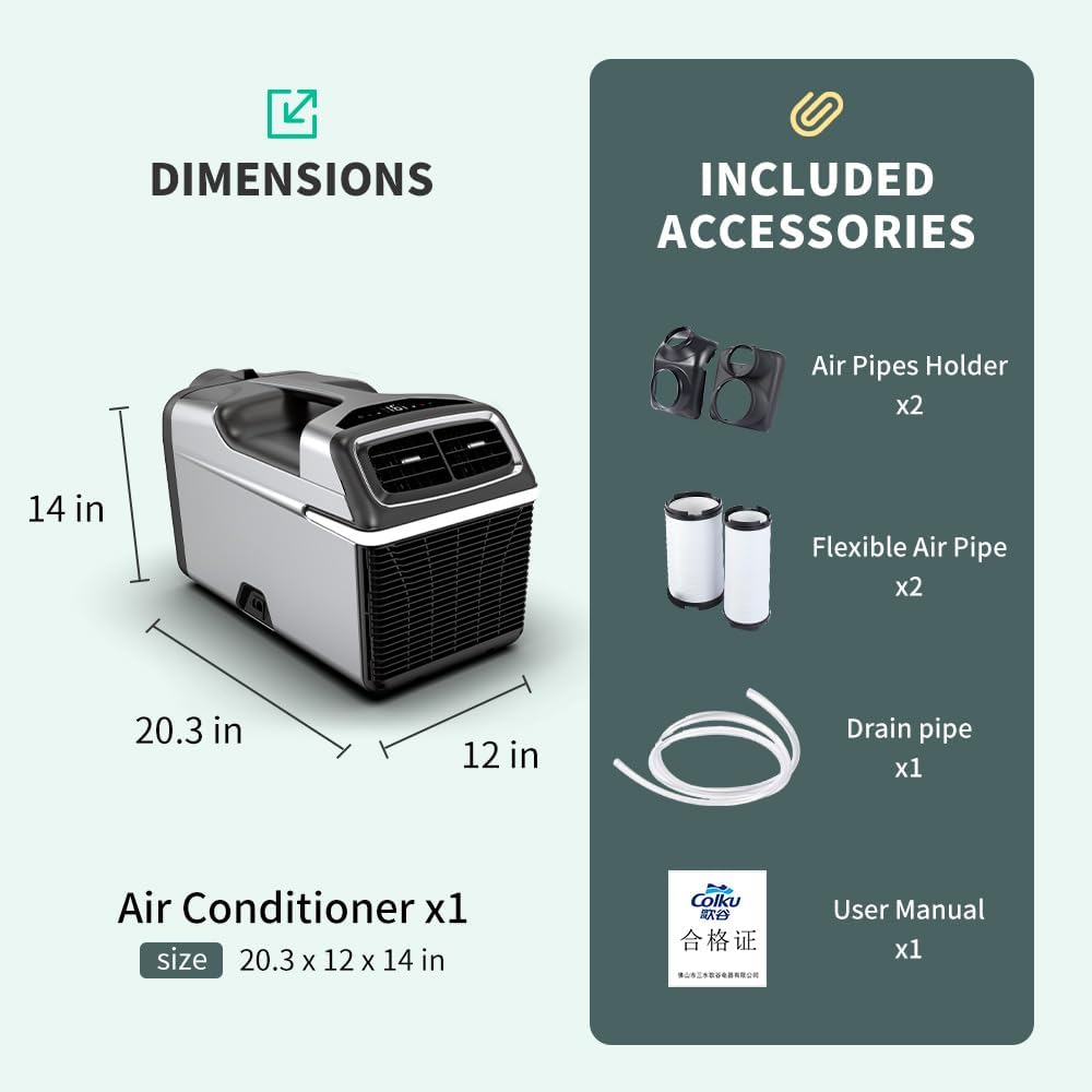 Portable Air Conditioner Air Conditioning Unit Tent Air Conditioner Air Portable AC for Outdoor Tent Camping RV Van Life and Home Use