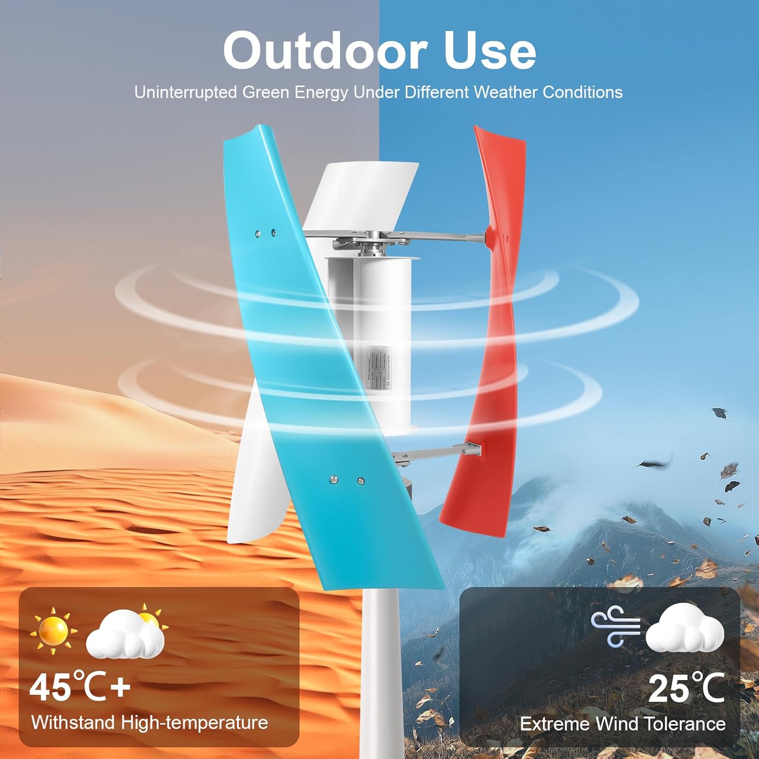 Wind Turbine, 3-Blade Wind Turbine Generator Automatic Home Windmill Kit with Controller, Home Wind Turbine System Wind Power Equipment for Boats, Gazebos, Chalets, IP67 Protection Grade
