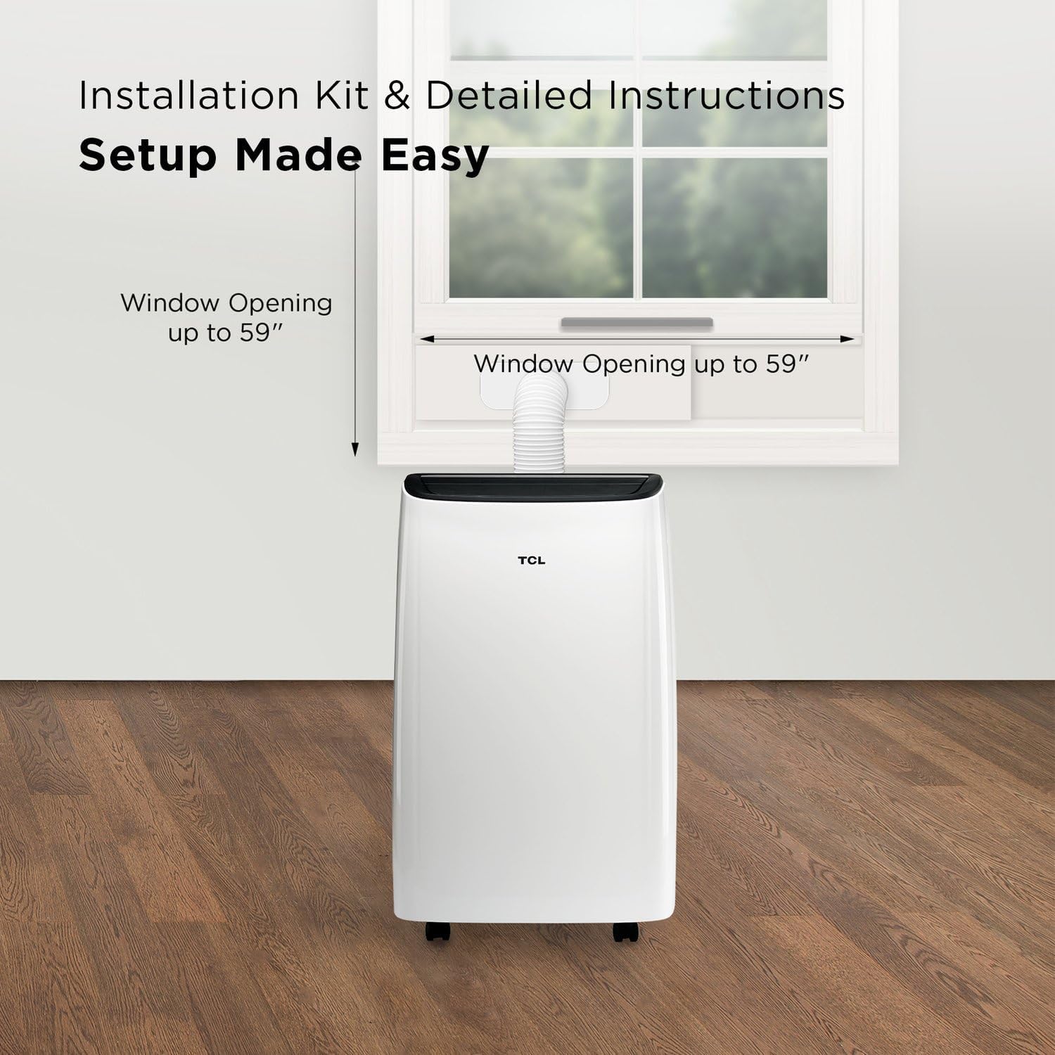 TCL H7P38W 7,000 SACC BTU Smart Portable Air Conditioner, Fan & Dehumidifier, 300 Sq. Ft, Ultra-Compact Design, Remote Control, Compatible with Alexa/Google Assistant, Install Kit Included, White